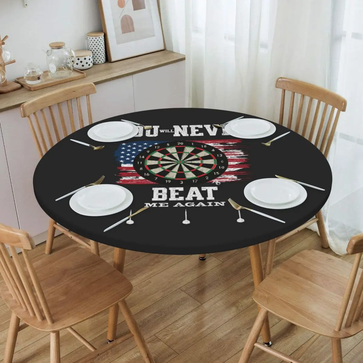 Dart Board Arrow Target Waterproof Round Tablecloth Oilproof Table Cloth for Kitchen Events Dining Table Cover