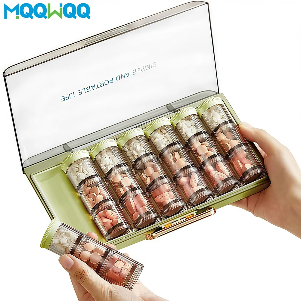 Pill Organizer 3 Times a Day,Daily Pill Box Container with 21 Compartments,Large Weekly Medicine Case 7 Day - Vitamins,Fish Oils