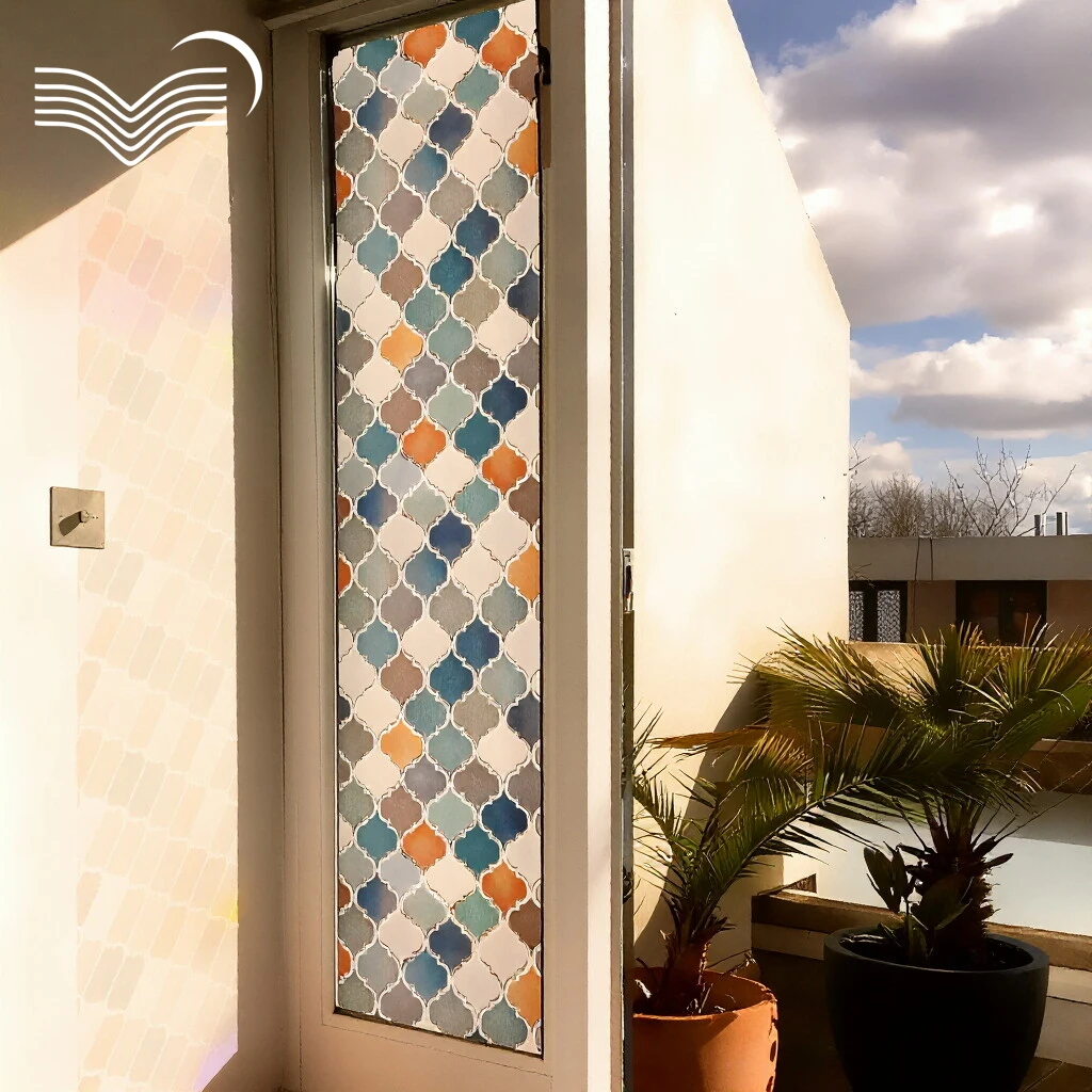 Vintage Mosaic Tile Static Cling Window Sticker Classic Glass Door&Window Film PVC Privacy Decal For Bathrrom Toilet Glass