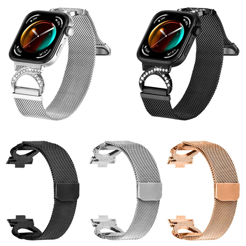 حزام مغناطيسي ميلان من الفولاذ المقاوم للصدأ لساعة Huawei Watch Fit 4/4Pro معصمه بديل للساعة الذكية لملحقات Huawei Fit 3