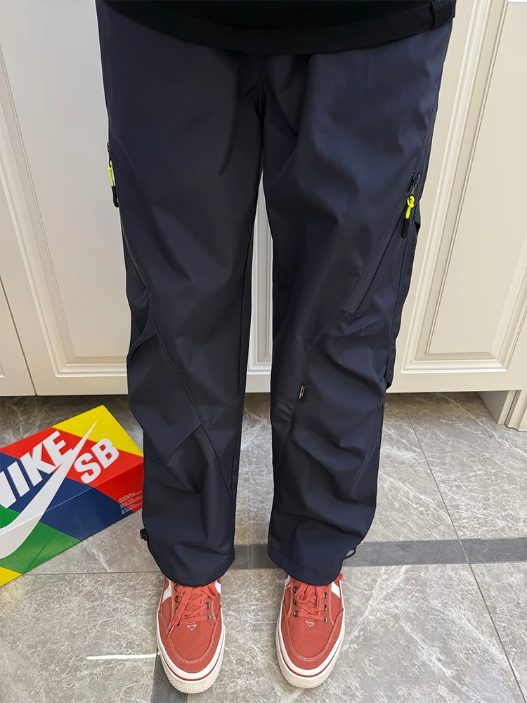 

Мужские функциональные брюки для активного отдыха и альпинизма, синие, плиссированные, мягкие, осенние, в стиле High Street