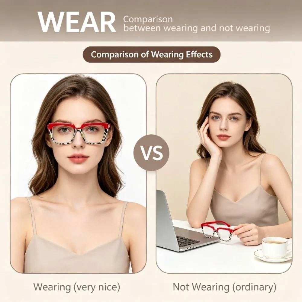 14 Pairs of Extra-Large Square Women's Models, Leopard Print Presbyopia, Anti-Eye Fatigue, Smart and Comfortable, +1.0 to +4.0, Suitable for Daily and Office Use, Recommended as Christmas and Halloween Gifts, Random Colors