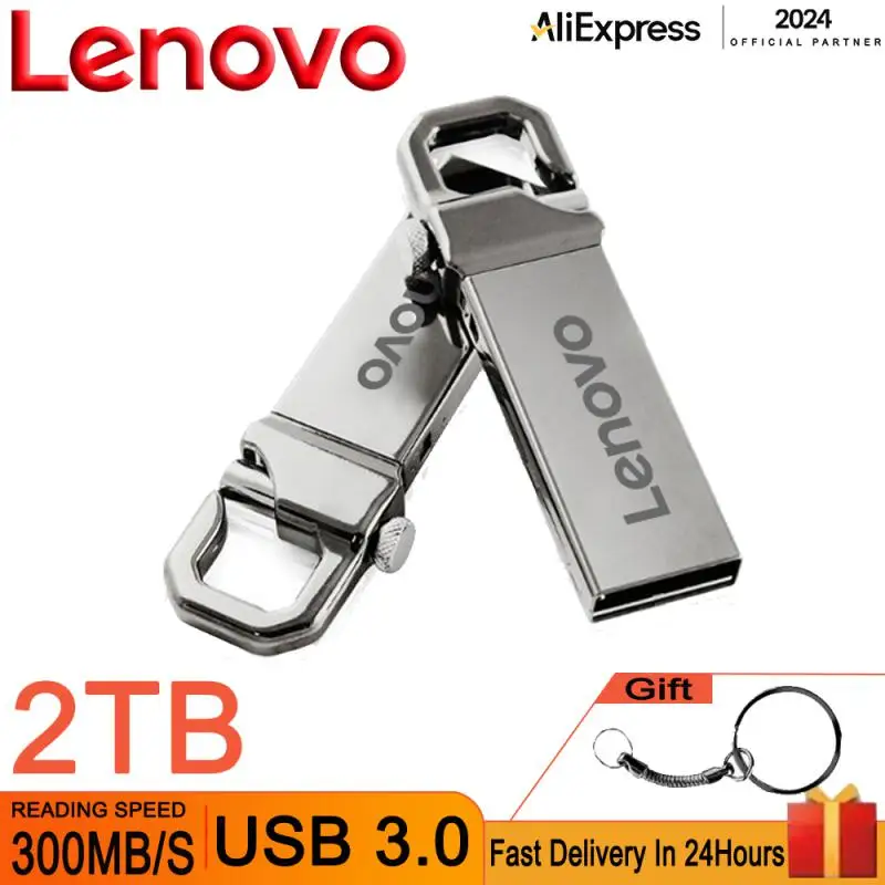 Lenovo-Unidades Flash USB para PC, Memory Stick de Capacidade Real, Alta Velocidade, Armazenamento em Disco U, 512GB, 1TB, 2TB, Presente Preto