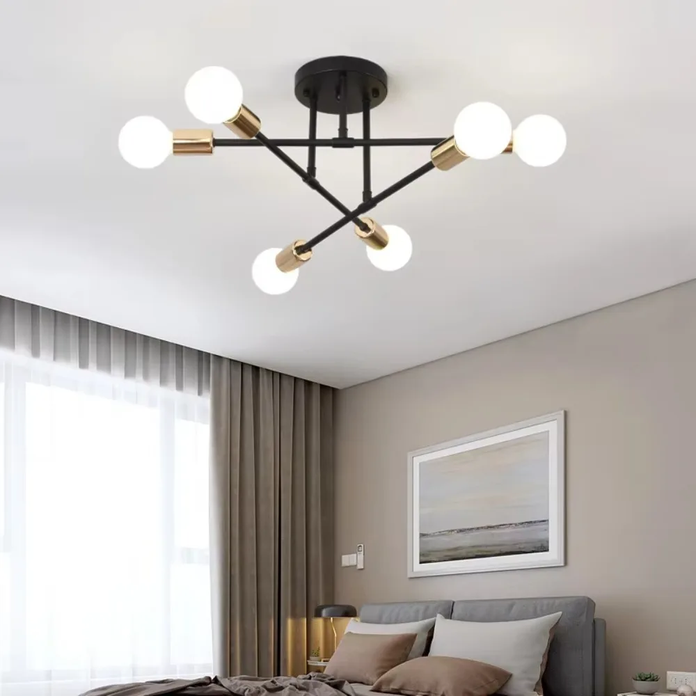 Modern Ceiling Chandelier Satellite Hanging Lamp Lustre Light Fixture 6 Iron Spider Home Living Dining Room  Bedroom Decorations