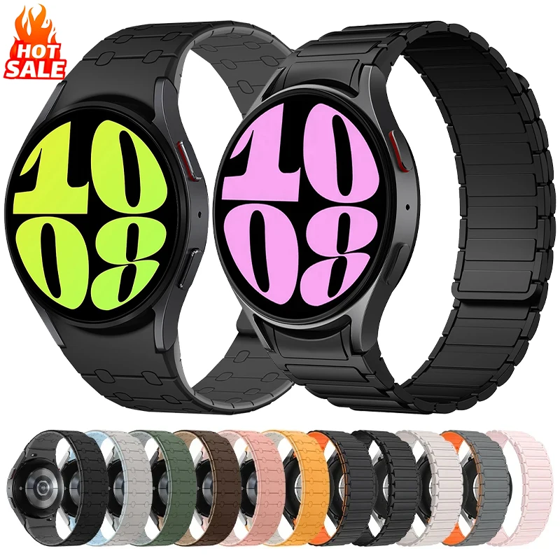

No Gaps Magnetic Silicone Strap for Samsung Galaxy Watch 7 6 5 4 40mm 44mm Sport Band for Galaxy Watch 6/4Classic 5Pro Bracelet