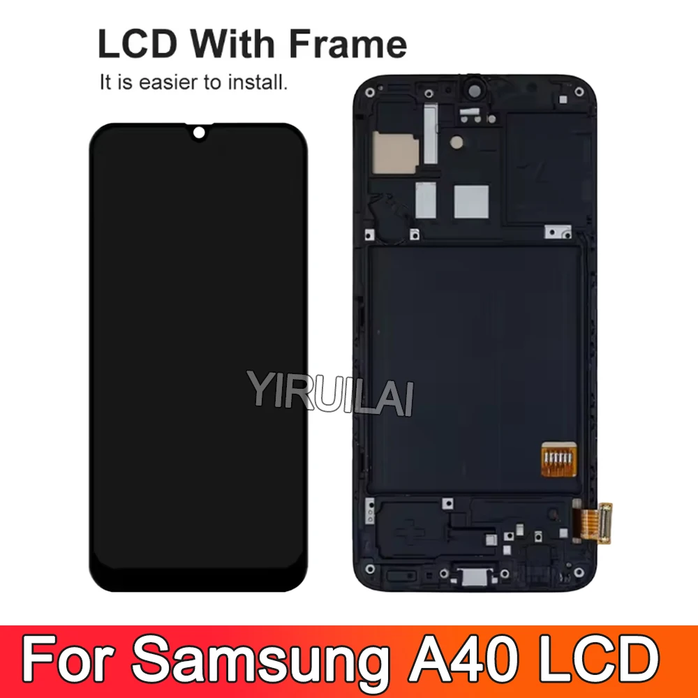 5.9 inch SUPER AMOLED For Samsung A40 LCD 2019 A405 A405F A405FN with frame LCD display touch Screen Digitizer Assemblyy