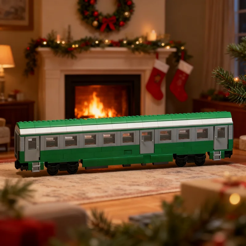409pcs MOC SNCF UIC-Y B9 Passenger Carriage In The "C 160" Livery Train Model Building Blocks Toy Brick Birthday Craft Idea