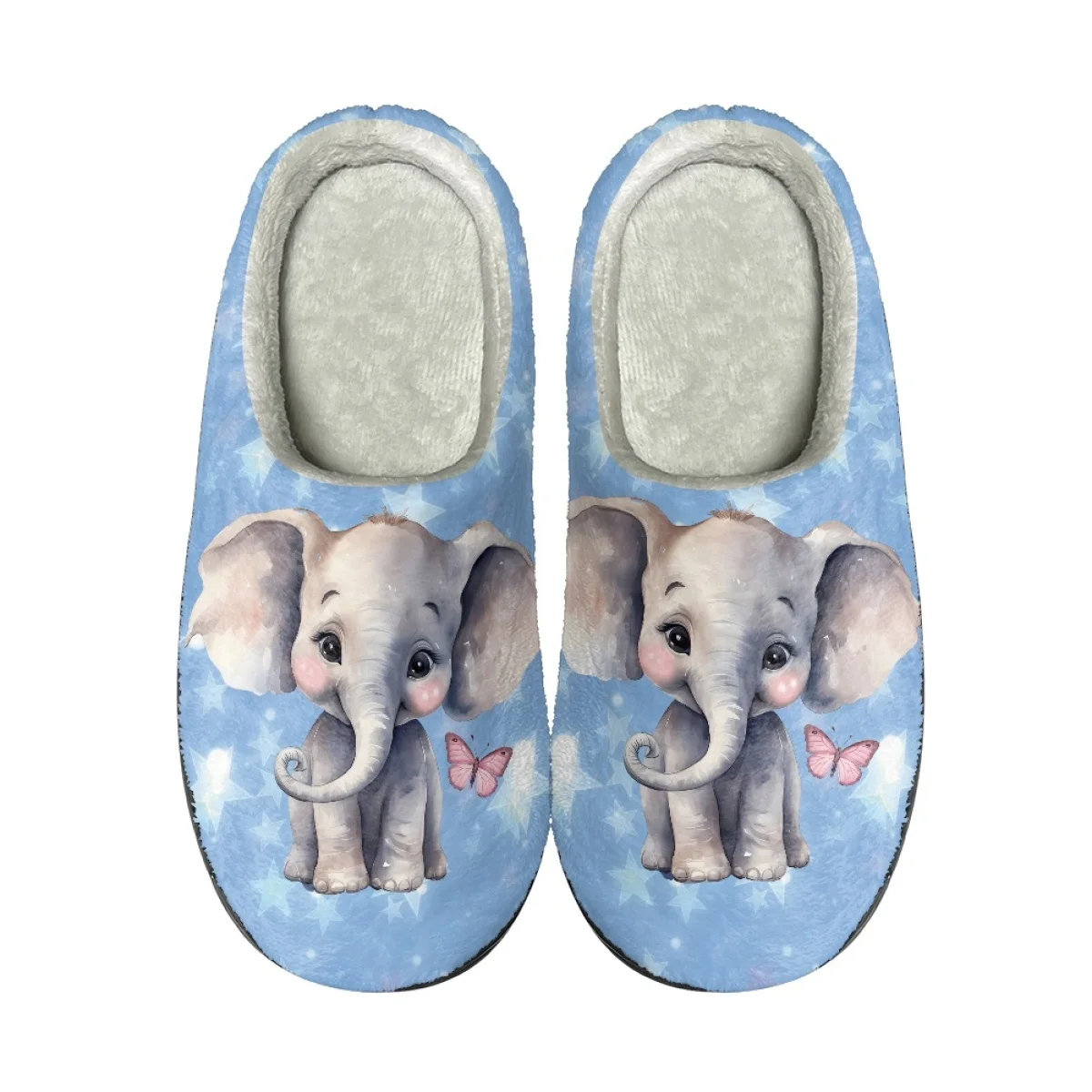 Cartoon Cute Elephant Pattern Cotton Slipper for Women Girls Cute Kawaii Flats Pink Warm Home Slides Shoes pantufas de pelúcia