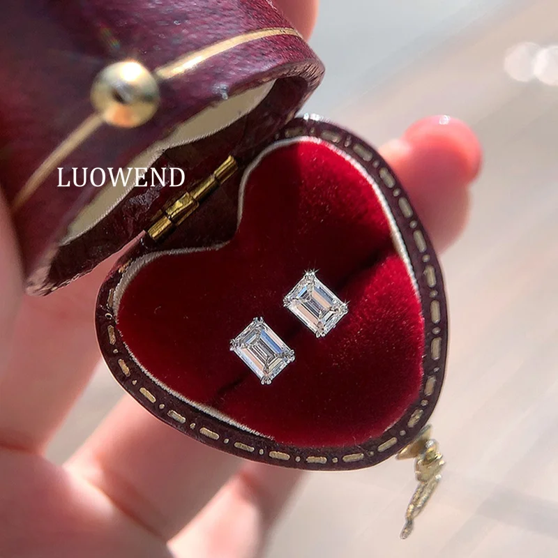 

Серьги LUOWEND из 100% белого золота 18 карат, модные серьги в стиле INS, 0,70 карата, серьги-гвоздики с натуральными бриллиантами для женщин, изысканные ювелирные изделия