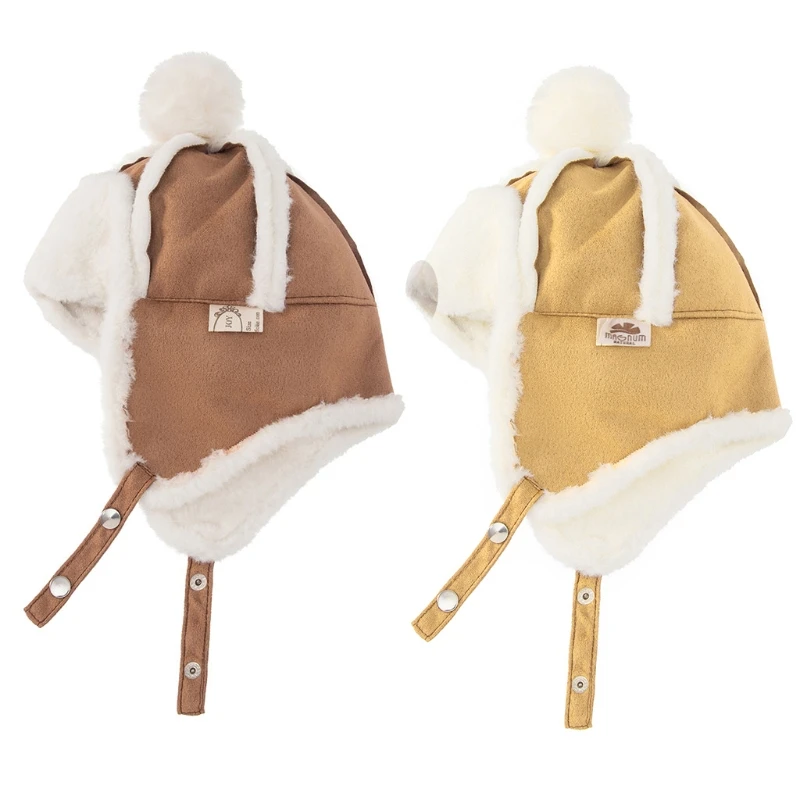 Cute Hat Toddlers Baby Girl Boy Flannel Earflap Hat Newborn Kids Beanie Cap Winter Soft Warm Cap Outdoor Skiing 2 Colors