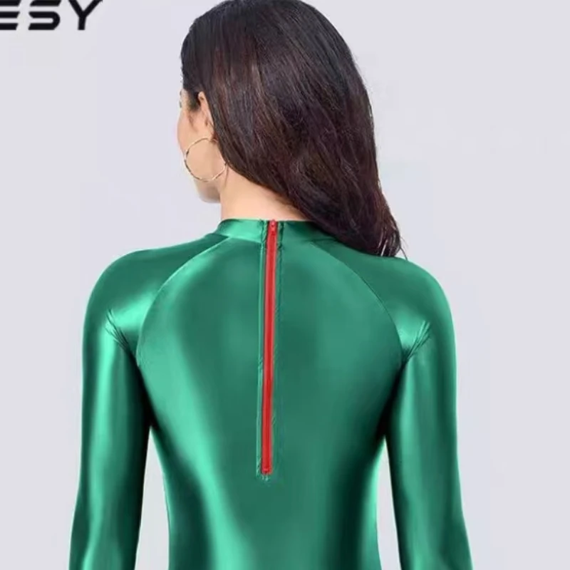 KNOW DREAM Christmas Color Holiday Long Sleeve Spandex Bodysuit Competition Swimwear Hot Spring Premium Qualit Swimsuit