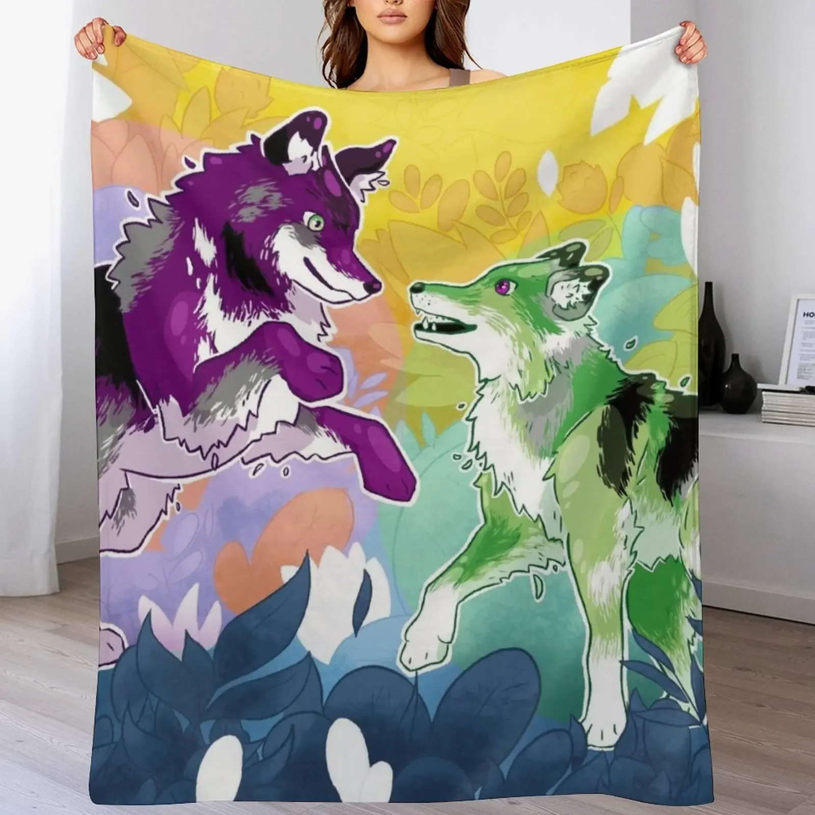 

Aro/Ace Wolf Dance Throw Blanket Shaggy Luxury St for babies Furry Blankets