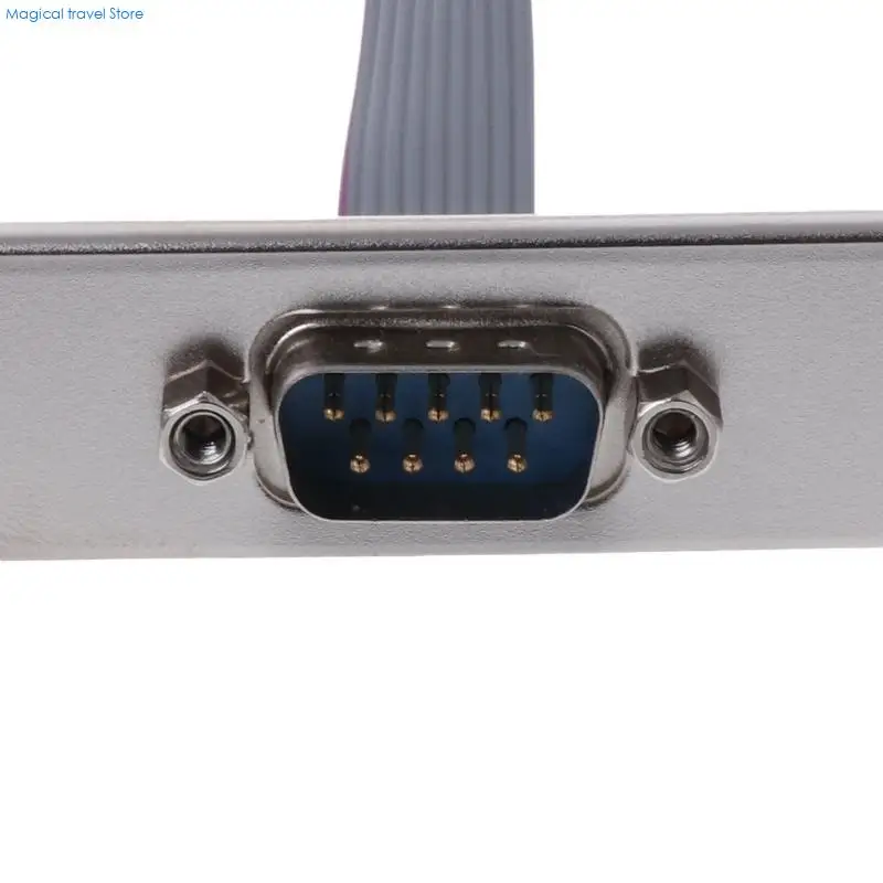 N2UB Serial 9 pin DB9 RS232 Motherboard Com Port Ribbon Cable Connector Bracket Cable