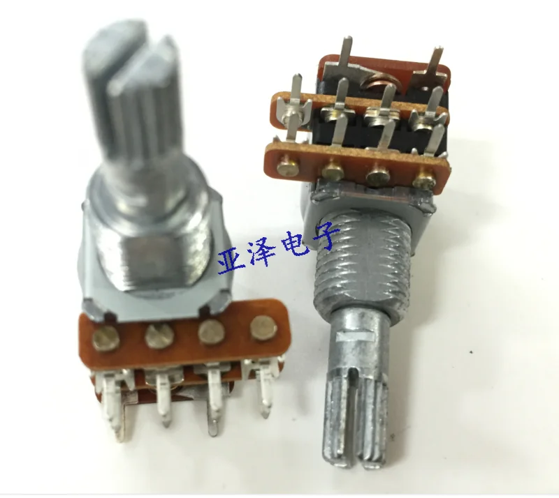 

Japan 13 type dual potentiometer with switch B50K * 2 and tap shaft length 25MM with rotary switch