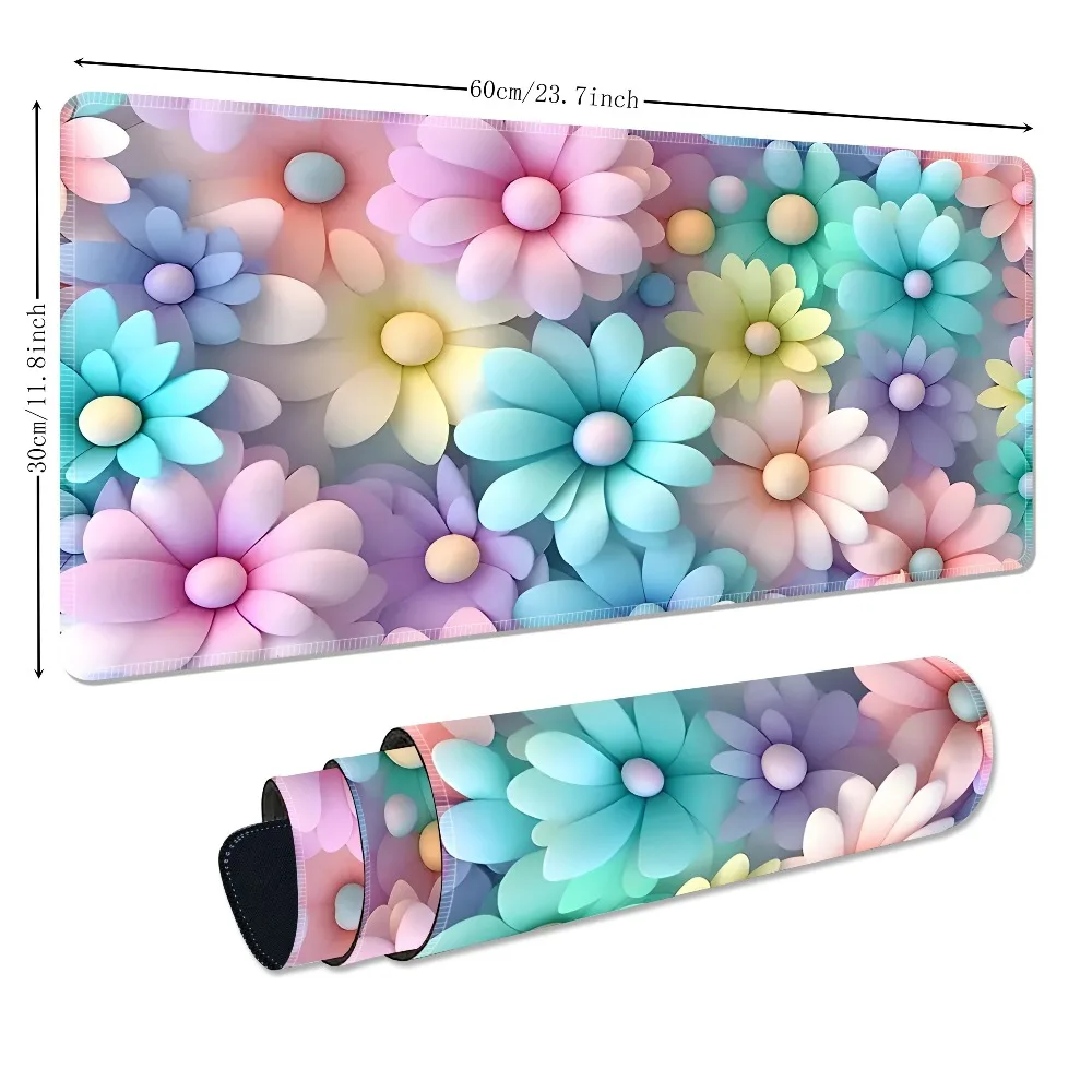 CIFBUY Colorful Floral Mouse Pad Large Gaming Desk Mat Non Slip Rubber Base Washable for PC Office Kitchen Home Decor Gift