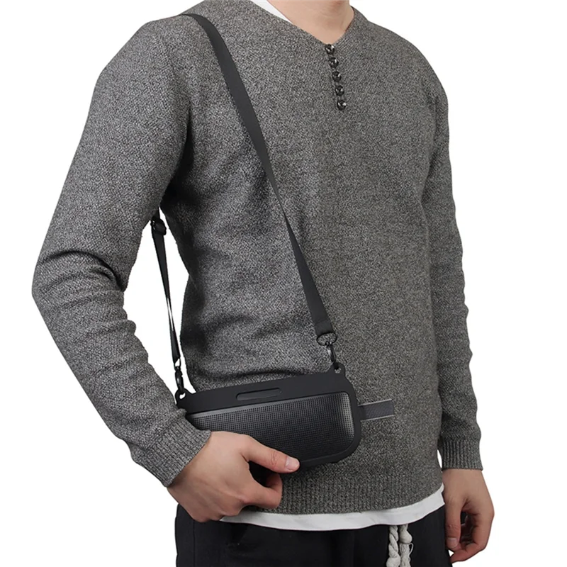 HFES Funda de silicona suave para altavoz portátil Soundlink Flex Bluetooth con correa para el hombro y mosquetón