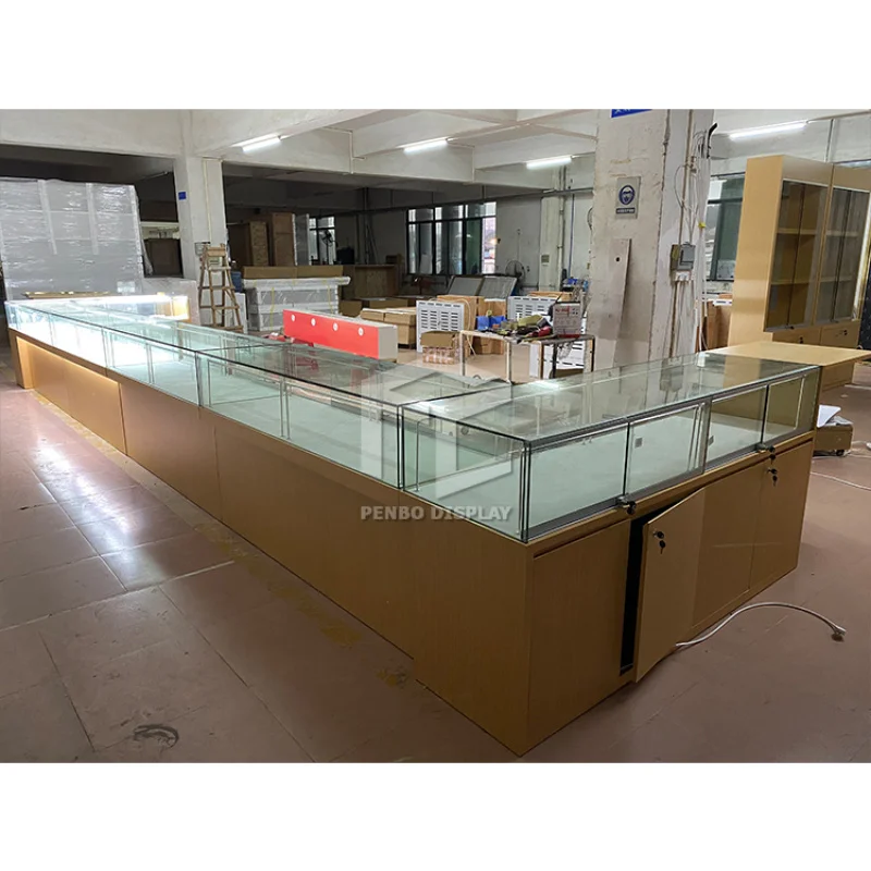 

2025customized. high end Golden retail glass jewelry shop furniture showroom jewellery display showcase