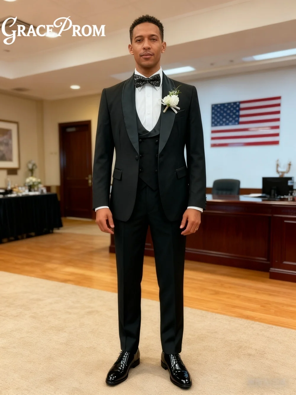 

Fast Delivery Classic Single-Breasted Shawl Lapel Men's 3PCS Suit Set For Wedding Groom Formal Party Suit Blazers Pants Men's