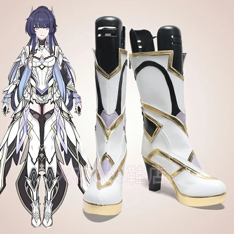 Anime Honkai Impact 3rd Herrscher of Origin Cosplay Shoes White Short PU Leather Boots For Halloween Carnival