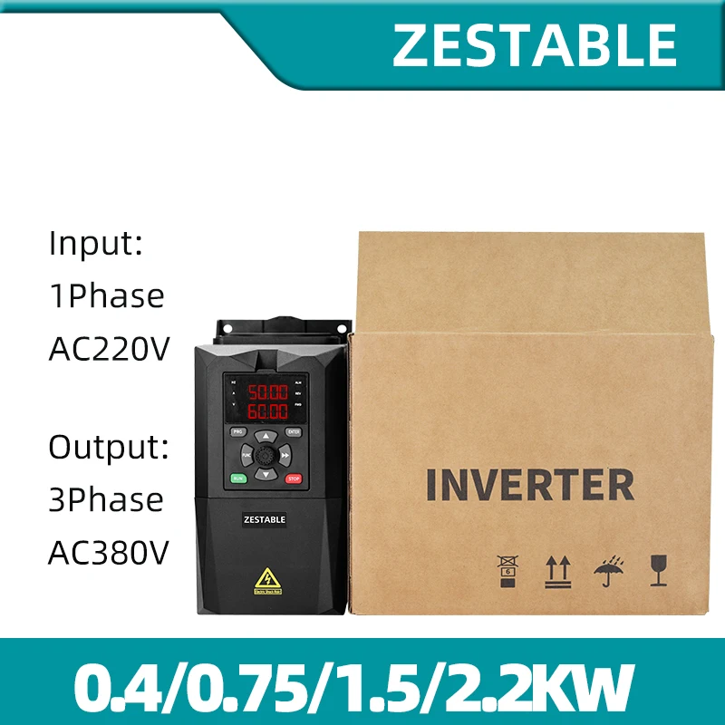 Inverter 1phase 220V input 3phase 380V output 0.4-1.5KW Variable Frequency Motor Speed ​​​​​​Controller AC Drive  VFD