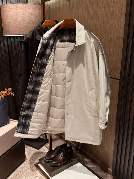 

Мужская теплая куртка Briti Retro в стиле ретро, высококачественная, универсальная, с отложным воротником, средней длины, из хлопка и полиэстера, приталенного кроя.