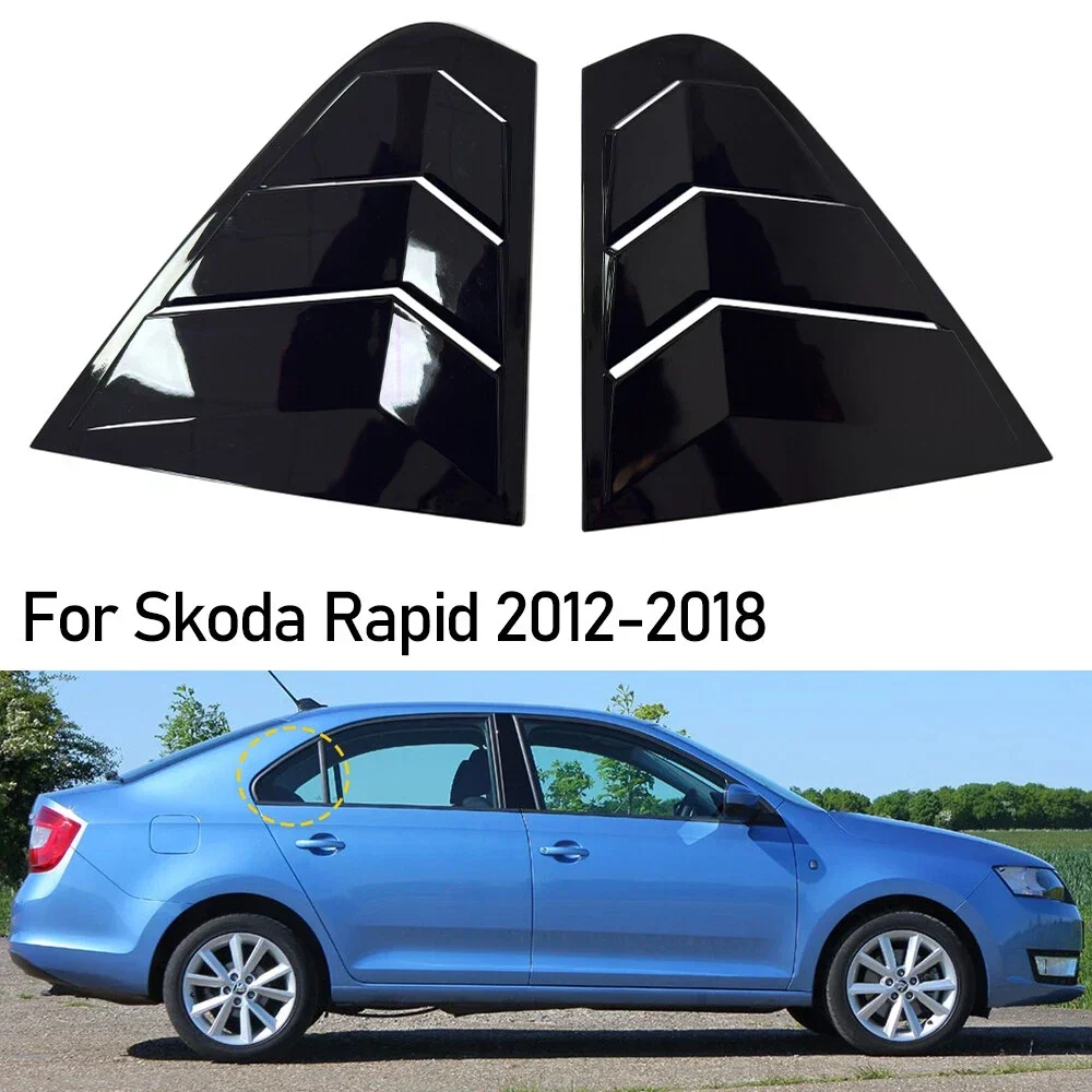 For Skoda Rapid Sedan 2012-2018 Pair Car Rear Louver Window Side Shutter Cover Trim Sticker Vent Scoop Carbon Black Accessories