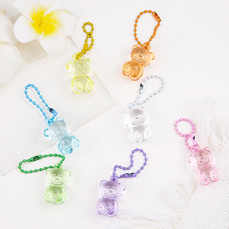 New Transparent Colorful Cute Resin 3D Bear Pendant Keychain Handbag Backpack Pendant Jewelry Keyrings Accessories