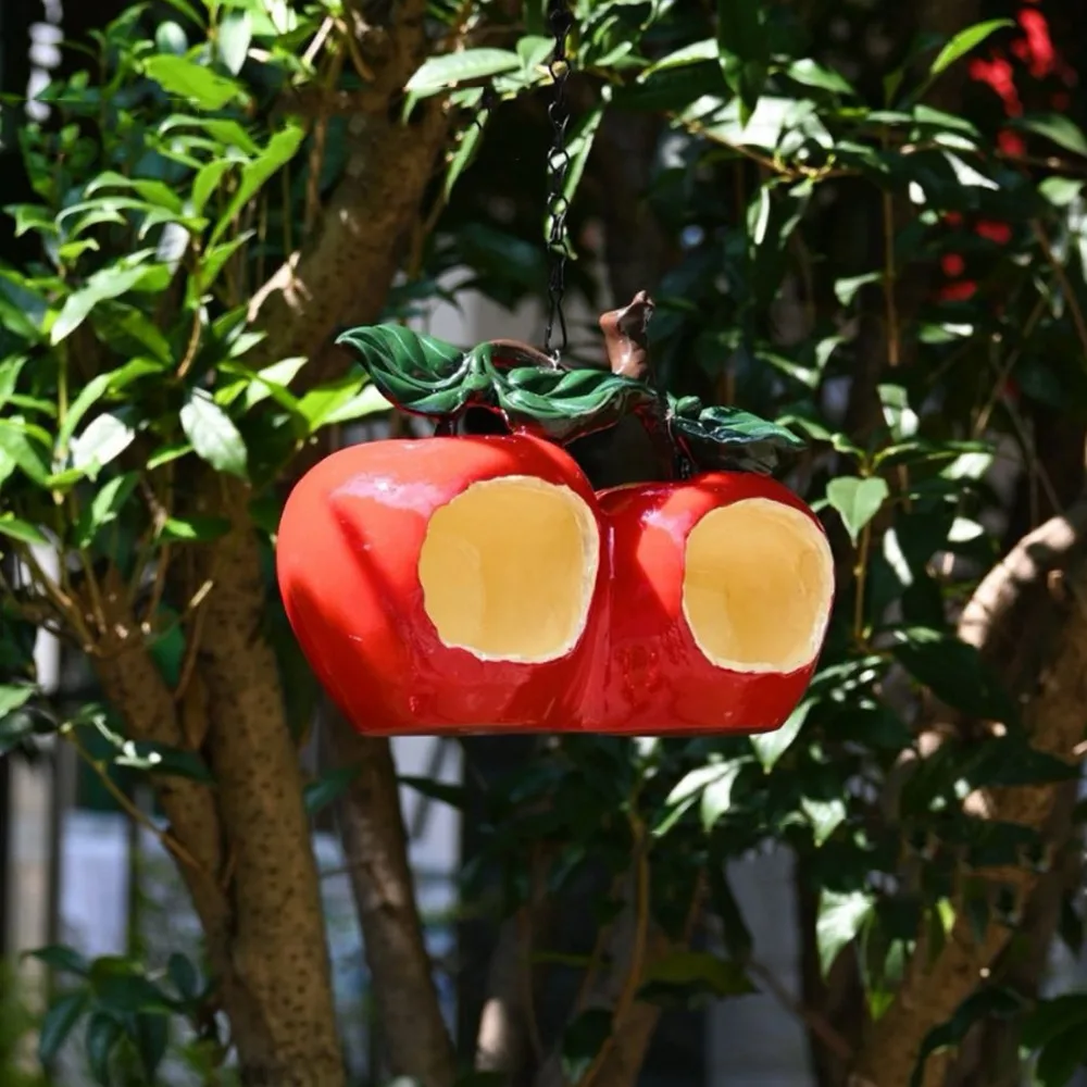 

Resin Crafts Bird Hanging Feeder Handcrafted Large Capacity Bird Food Dispenser Simulation Fruit Bird Feeding Dish