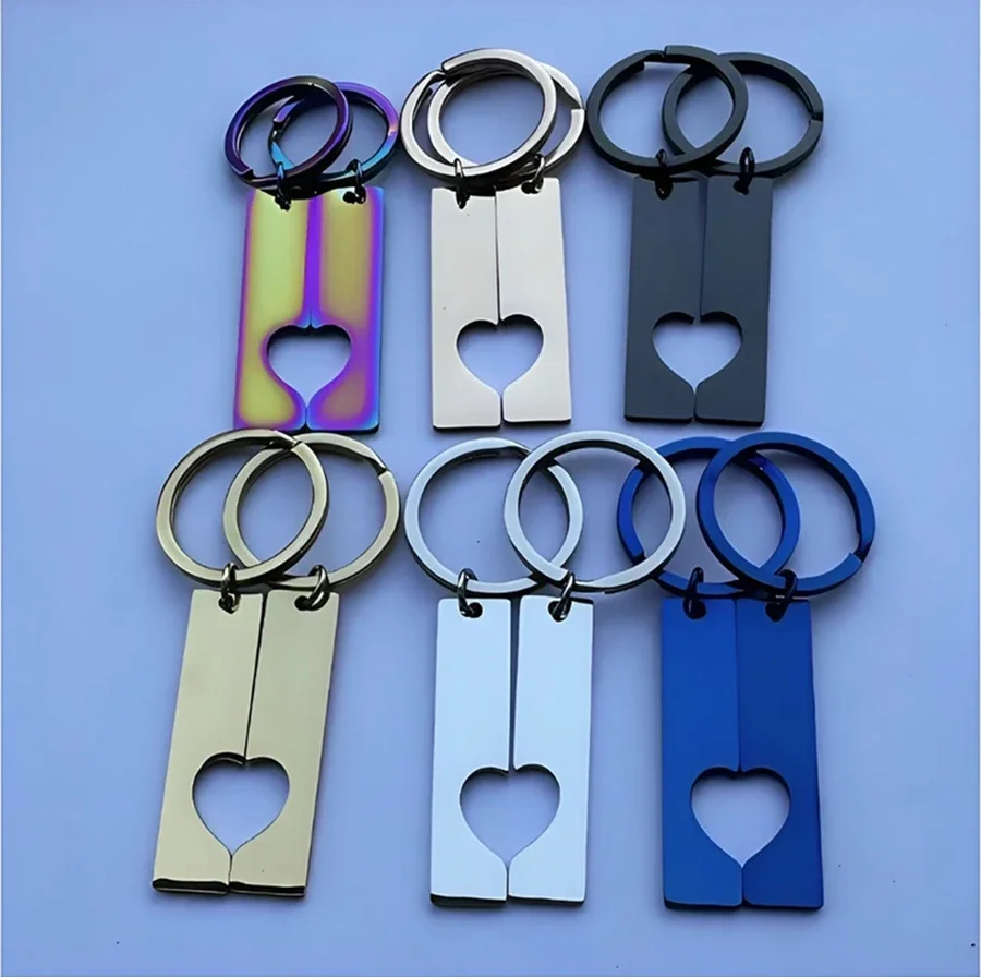 10pairs 100% Stainless Steel Puzzle Keychain Blanks For Engrave Gold/Rose Gold/Silver Color Metal Keychain Mirror Polished