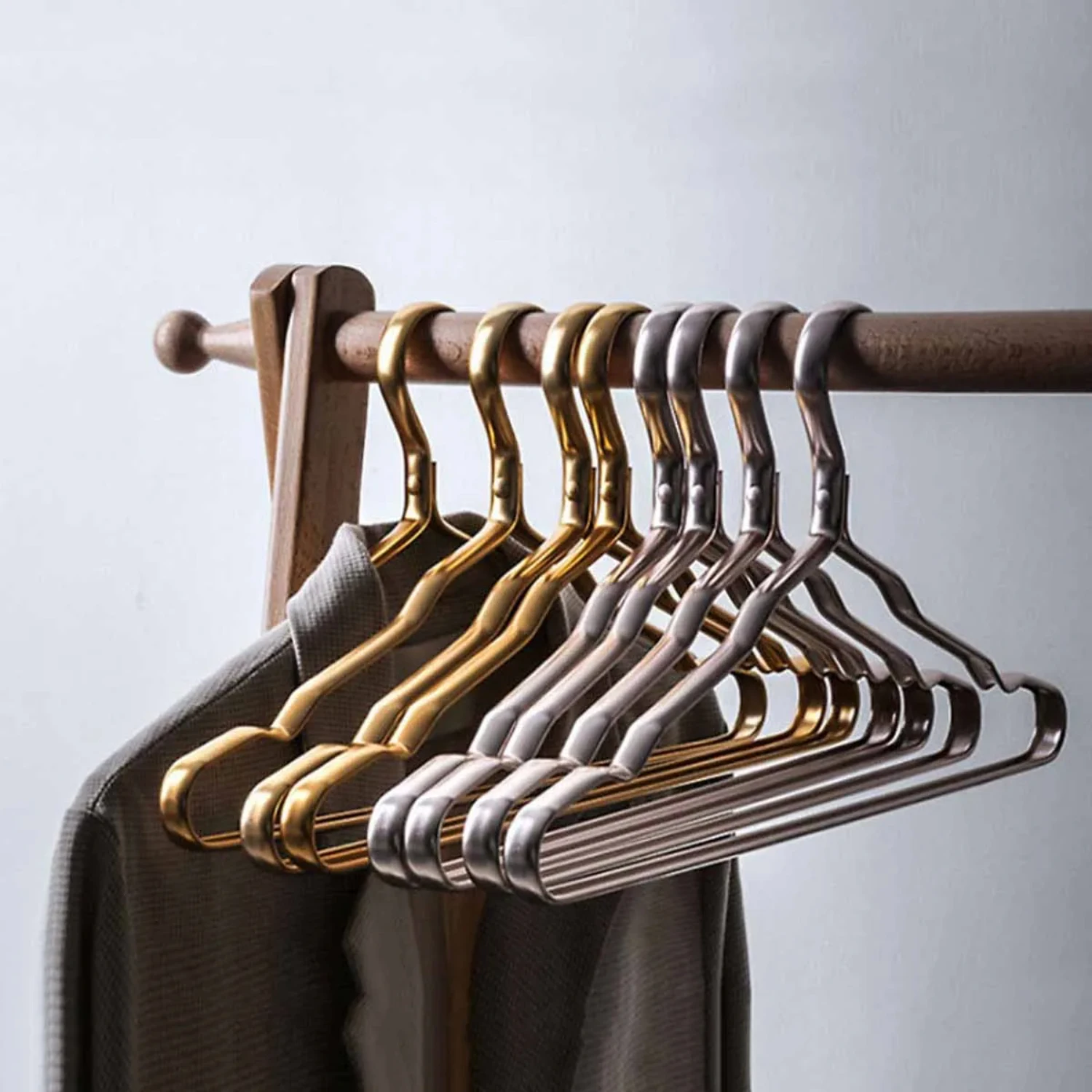 

Clothes Hanger 10pcs Aluminium Alloy Coat Hangers Anti-slip Drying Rack Wardrobe Space Saver Clothing Storage Rack Clothes