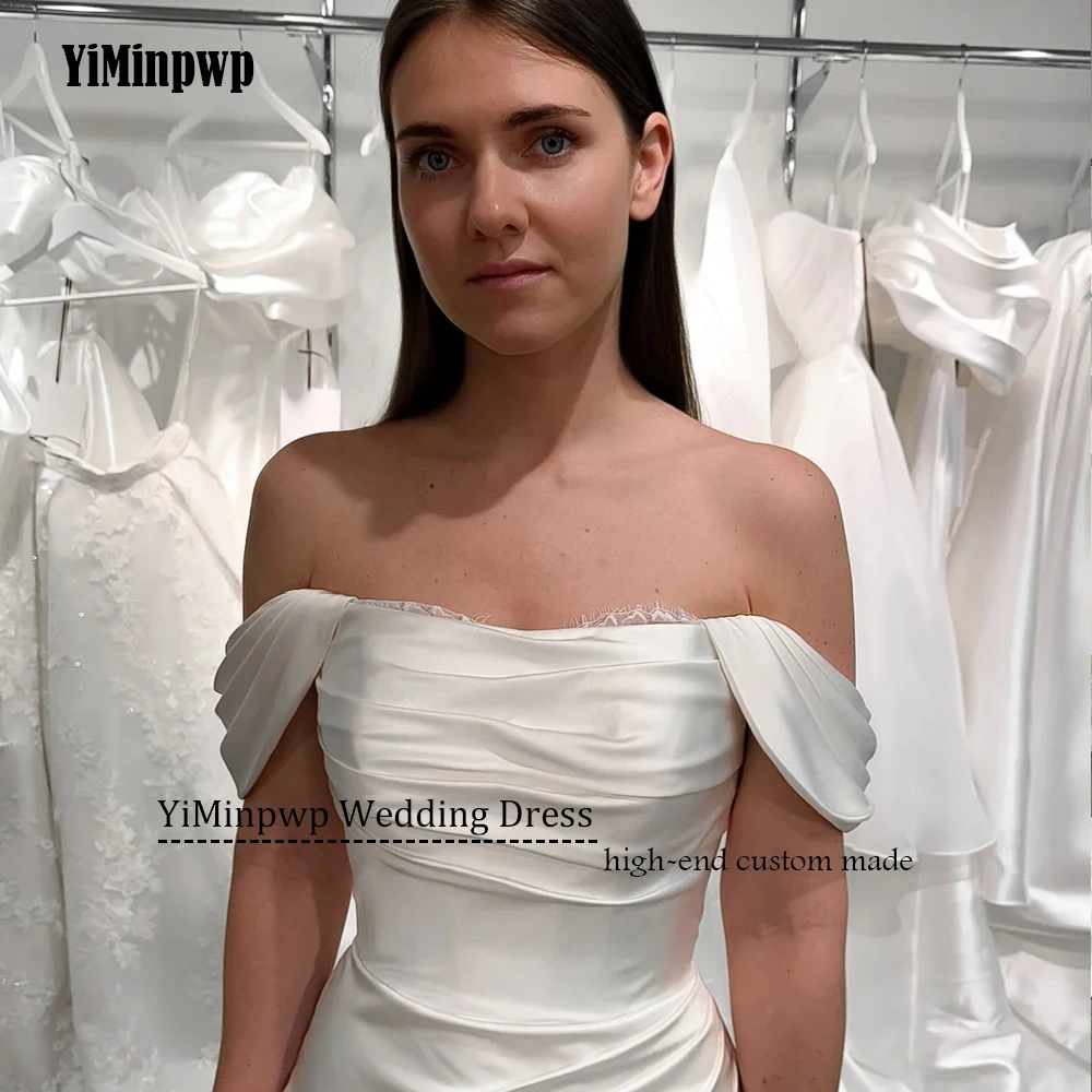 Sexy sem alças vestidos de casamento plissado cetim sereia personalizado nupcial crescido destacável mangas compridas lado split vestido de noiva