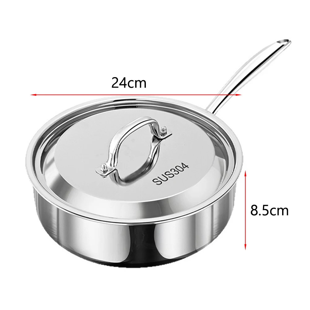 Uncoated 316L Stainless Steel Deep Fry Pan Compatible with Induction Gas and Electric Stoves Even Heat Distribution