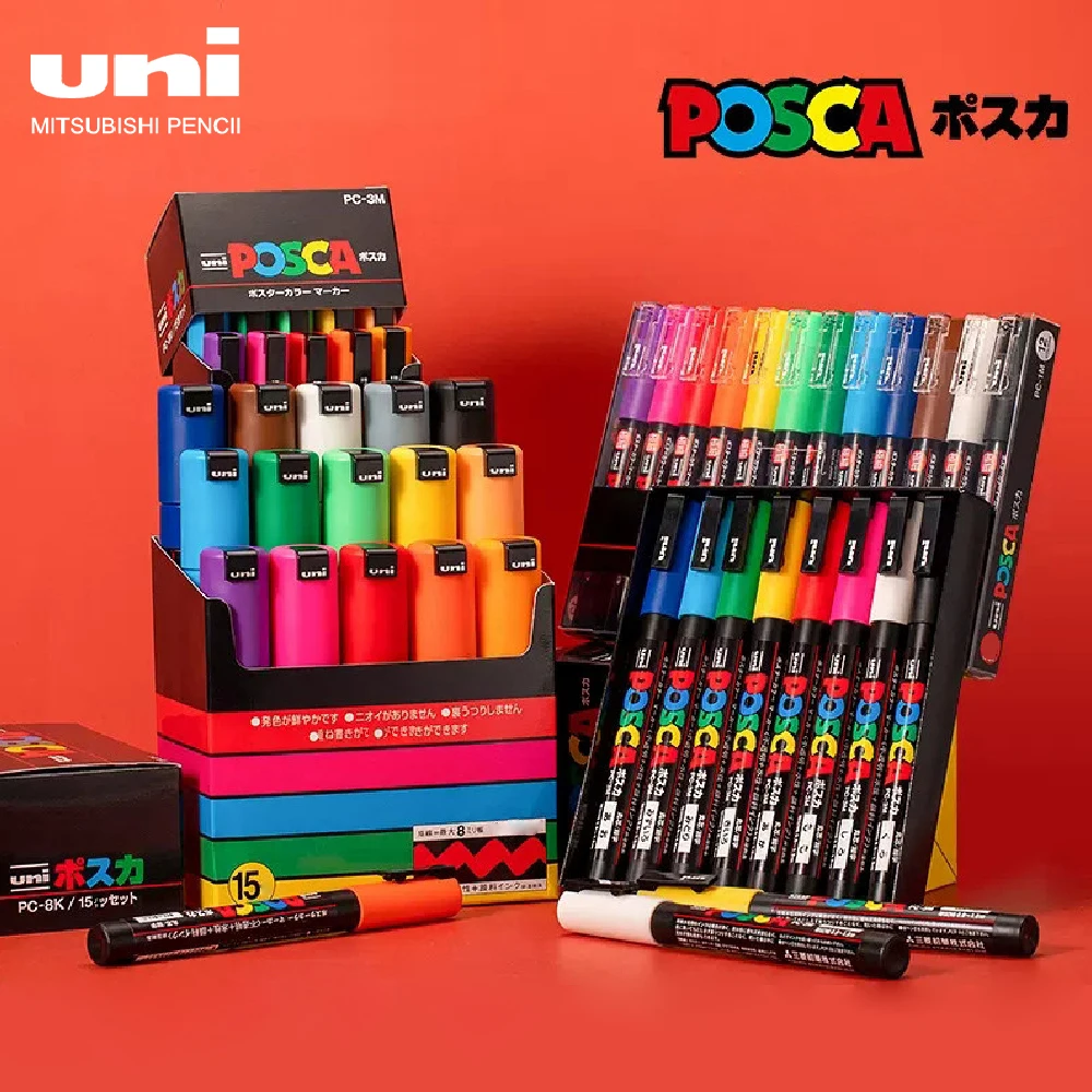 15-colors-uni-posca-pc-5m-acrylic-paint-marker-set-medium-point-water-based-marker-pen-graffiti-drawing-diy-office-art-supplies