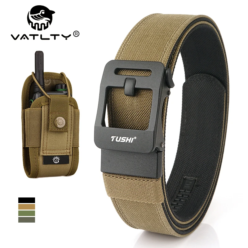 

VATLTY Casual Tactical Belt for Men Metal Automatic Buckle Thick Nylon Military Stiff Belt Male Waistband Jeans Rigid Girdle