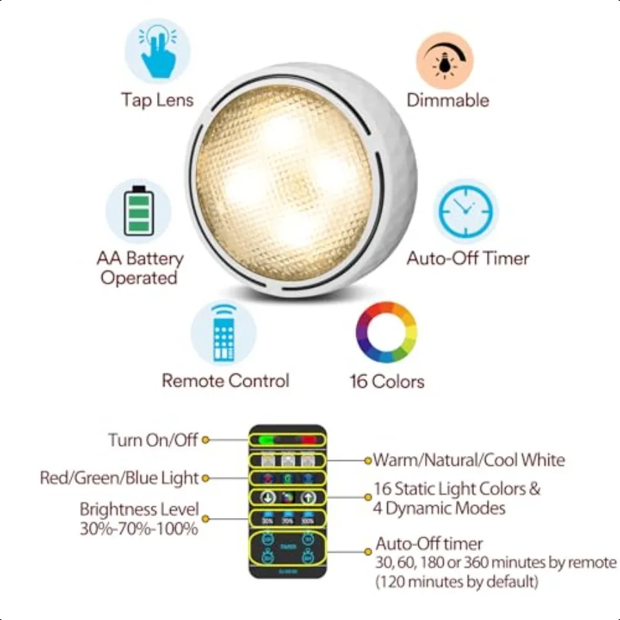 Puck Lights, 6 шт., белые