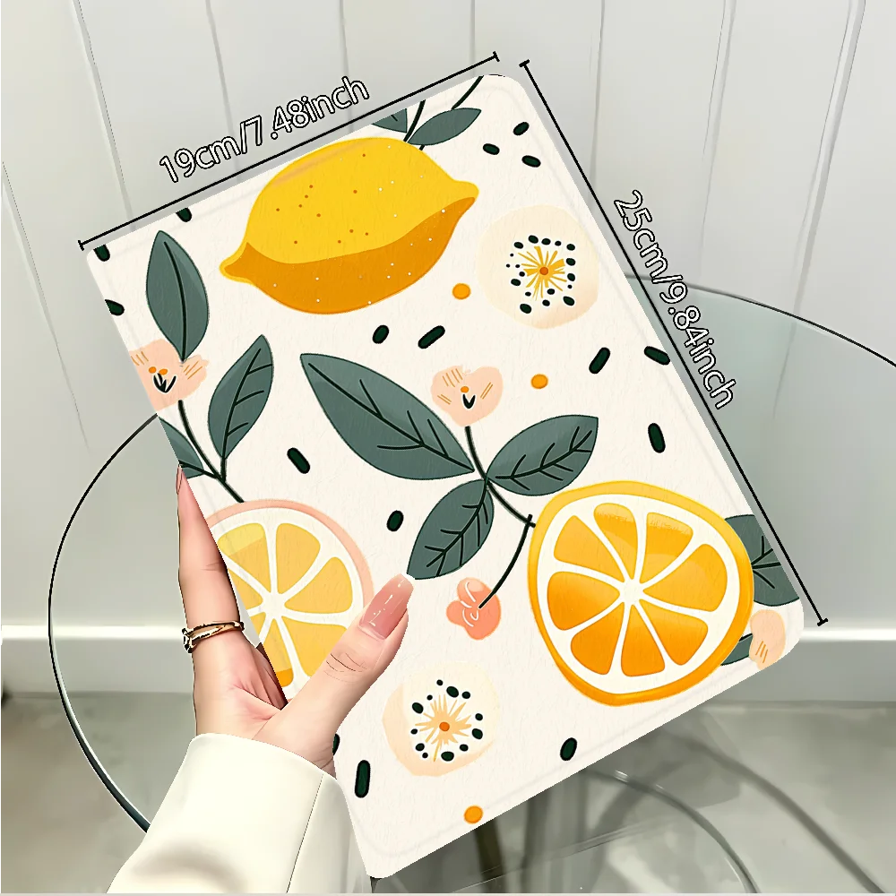 with Pencil Slot Case for Apple iPad Pro11 13 Air 11 13 M4 M3 M2 A16 2026 10th 7/8/9th Air 4/5/6th Lemon Fruit Watercolor