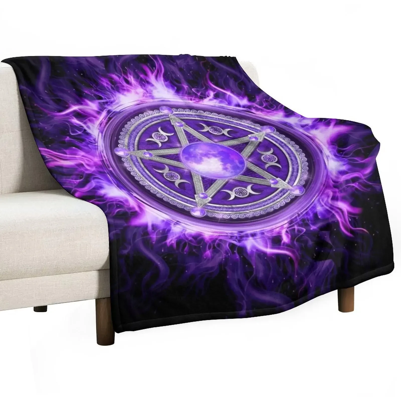 Purple Moon Pentagram Throw Blanket Shaggy Bed covers Giant Sofa Blankets