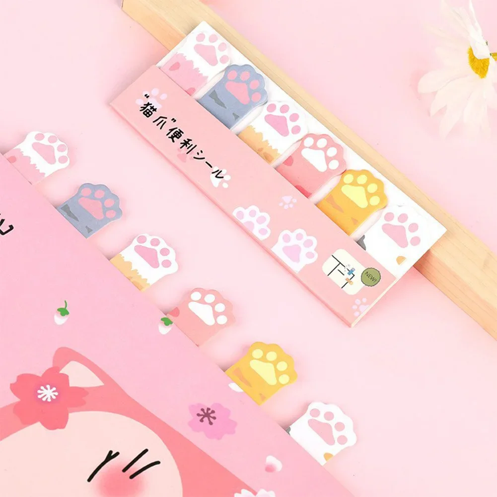 120Pcs Kawaii Stationery Cartoon Cat Paw Memo Pad Bookmark Flags Index Tab Sticky Notes Label Paper Stickers School Supplies