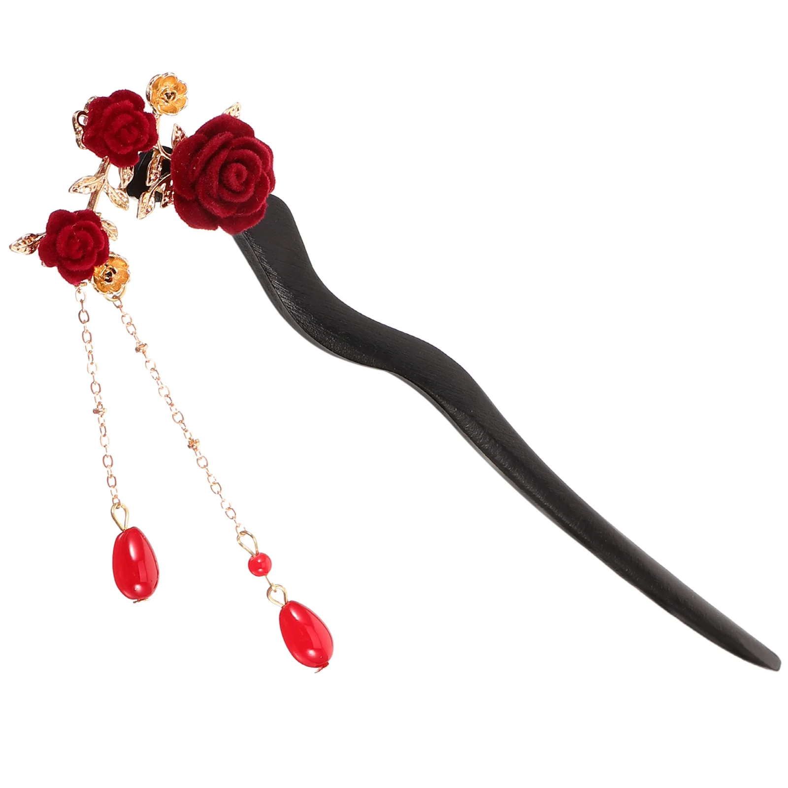 

Rose Hairpin Ancient Costume Headdress Tassel Sticks Flower Chopsticks Chinese Accessories Hanfu Elegant Hair Bun Stick Long