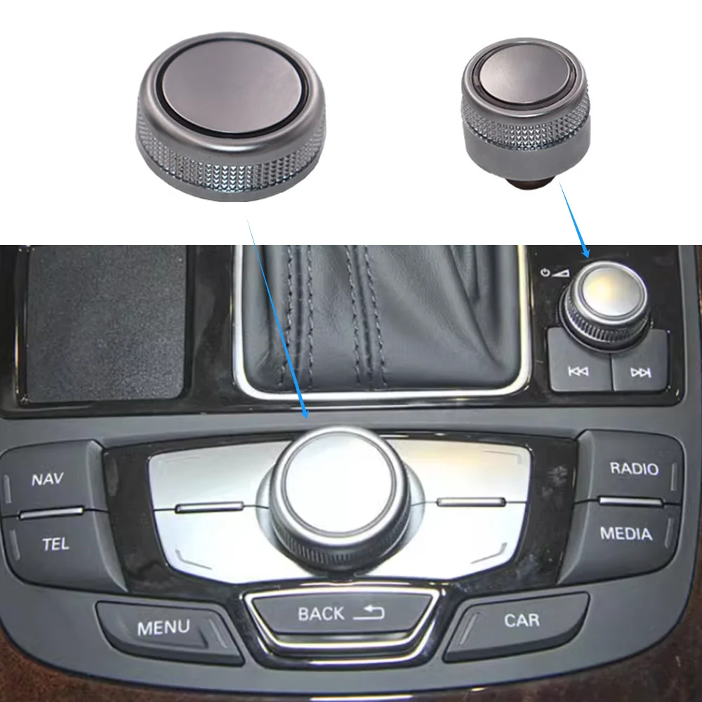 Car Radio Volume Knob Rotary Button Switch & Menu Switch Setting Cover Cap For Audi A6L C7 A7 MMI 2011-2017 4G0919070 4G0919069