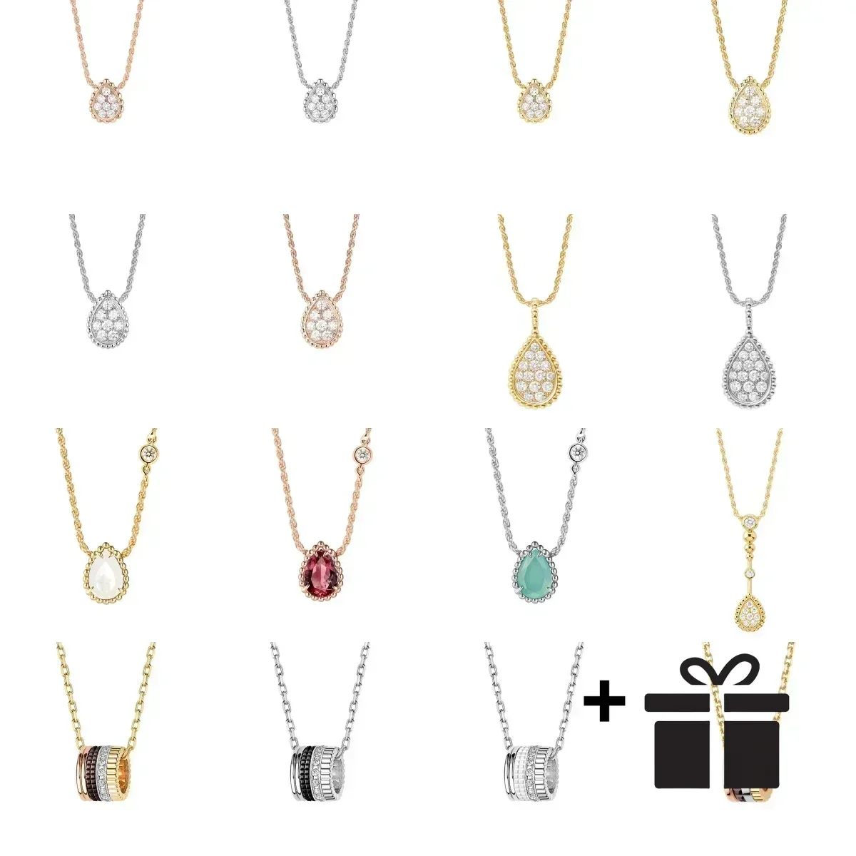 

2025 High quality2025 New 925 silver bead edge full diamond drop necklace female suitable for BL Party essentials holiday gifts