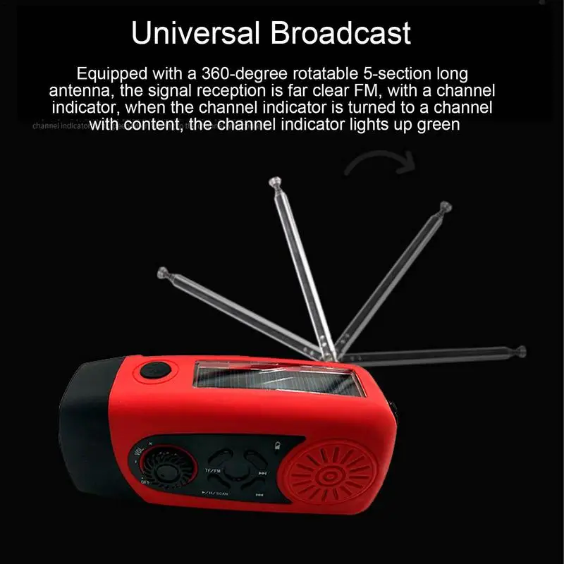 Portable Hand Crank Radio FM Portable Weather Radio 2000mAh Self-Powered  Portable Radio With Cellphone Charger For Outdoor Part