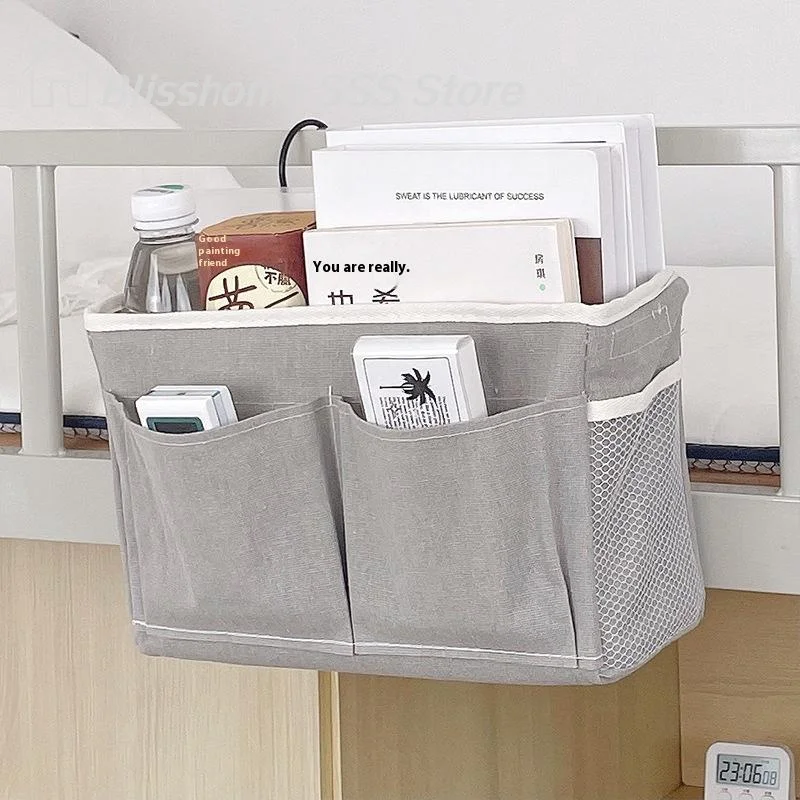 

【S】New Storage Basket Hanging Storage Rack Bed Remote Control Bookshelf Dormitory Storage Pouch Stand With Hook Bedside