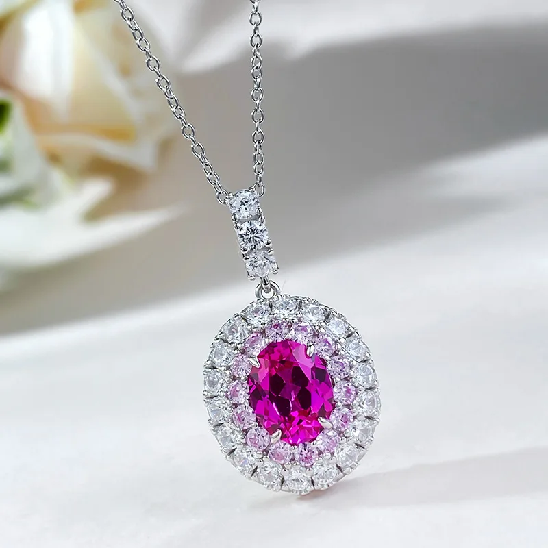 Apaison 8*10 mm High Carbon Diamond Necklace Pendant For Woman Wedding Fine Jewely 925 Sterling Sliver Necklace