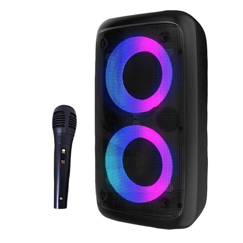 Karaoke Radio FM Bluetooth-luidspreker Draagbaar Draadloos met microfoon Lampmachine Caixa De Som Klankkast Muziek Subwoofer LED TWS