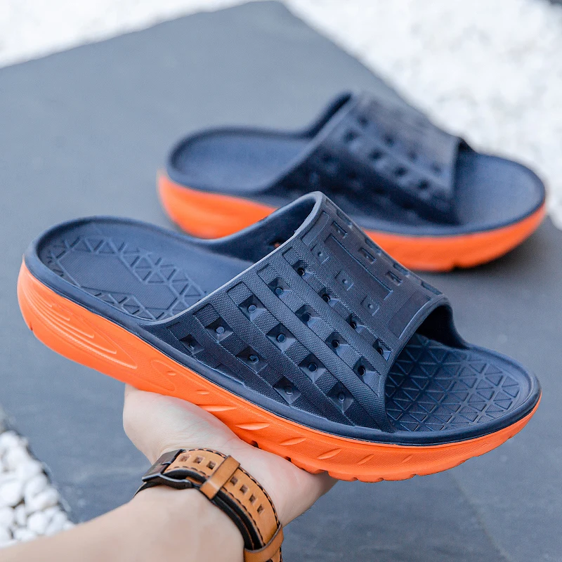 Men Thick Cushioned Platform Shower Slides Clogs Quick Dry Anti‑Slip Open Toe Sandals for Bathroom Pool Beach Indoor & Outdoor