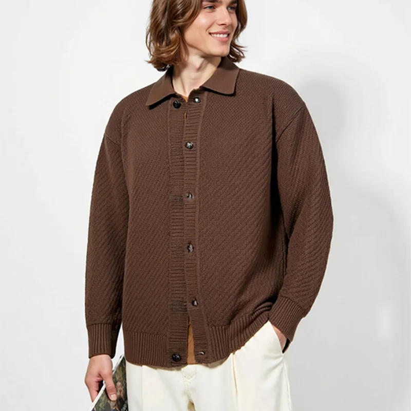 

Men Trendy Cotton Thick Sweater Cardigan 2025 Autumn Winter Single Breasted Knit Coat Long Sleeve Outwear Male Fashion Knitwear