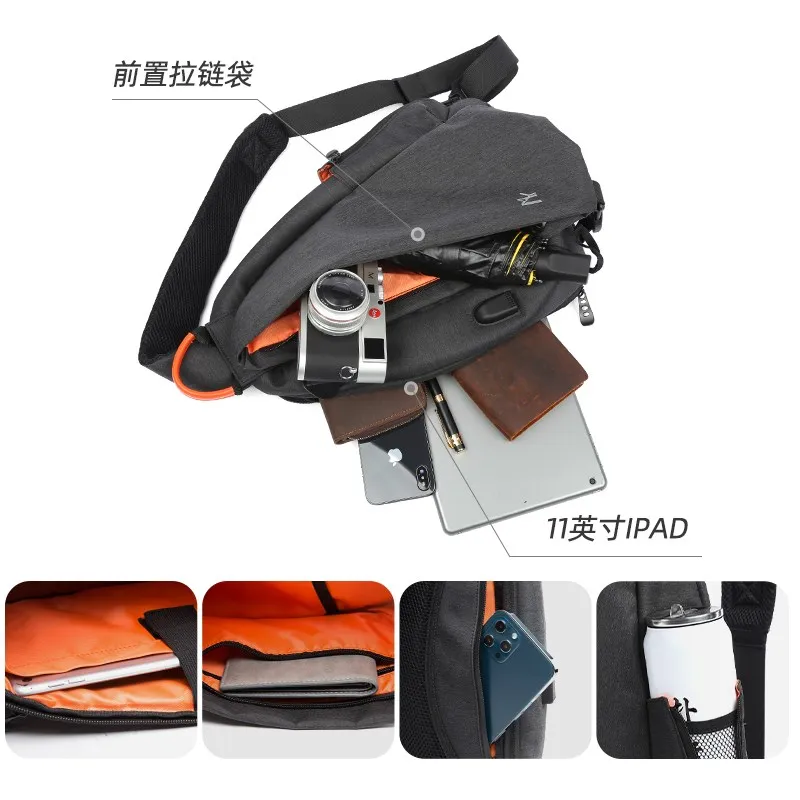 Sling Bag for Men Women, Waterproof Crossbody Bag for Pickleball, Tennis, Chest Bag for Outdoor Sports with USB Charging Port