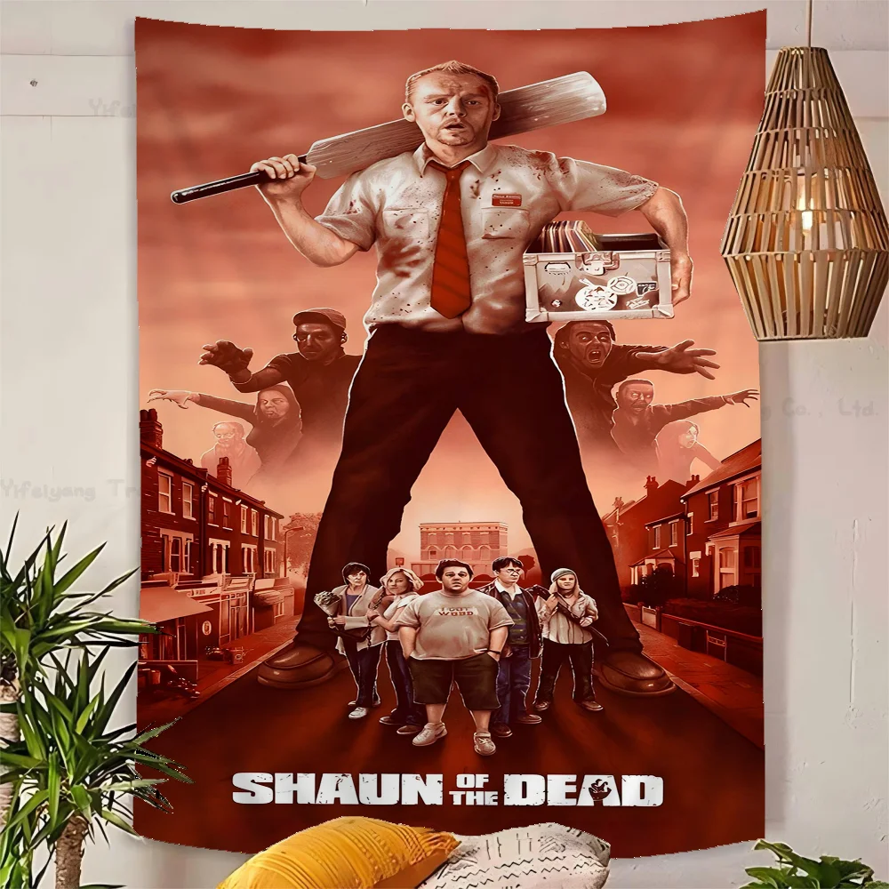 S-Shaun Of Dead DIY Wall Tapestry Hippie Flower Wall Carpets Dorm Decor Wall Art Decor