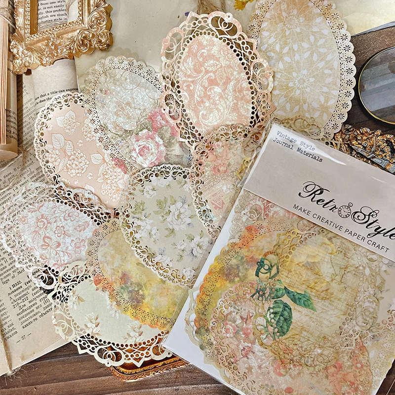 Panalisacraft Vintage Style Lace Doily Decorate paper pieces Scrapbooking paper pack handmade craft paper Background pad card